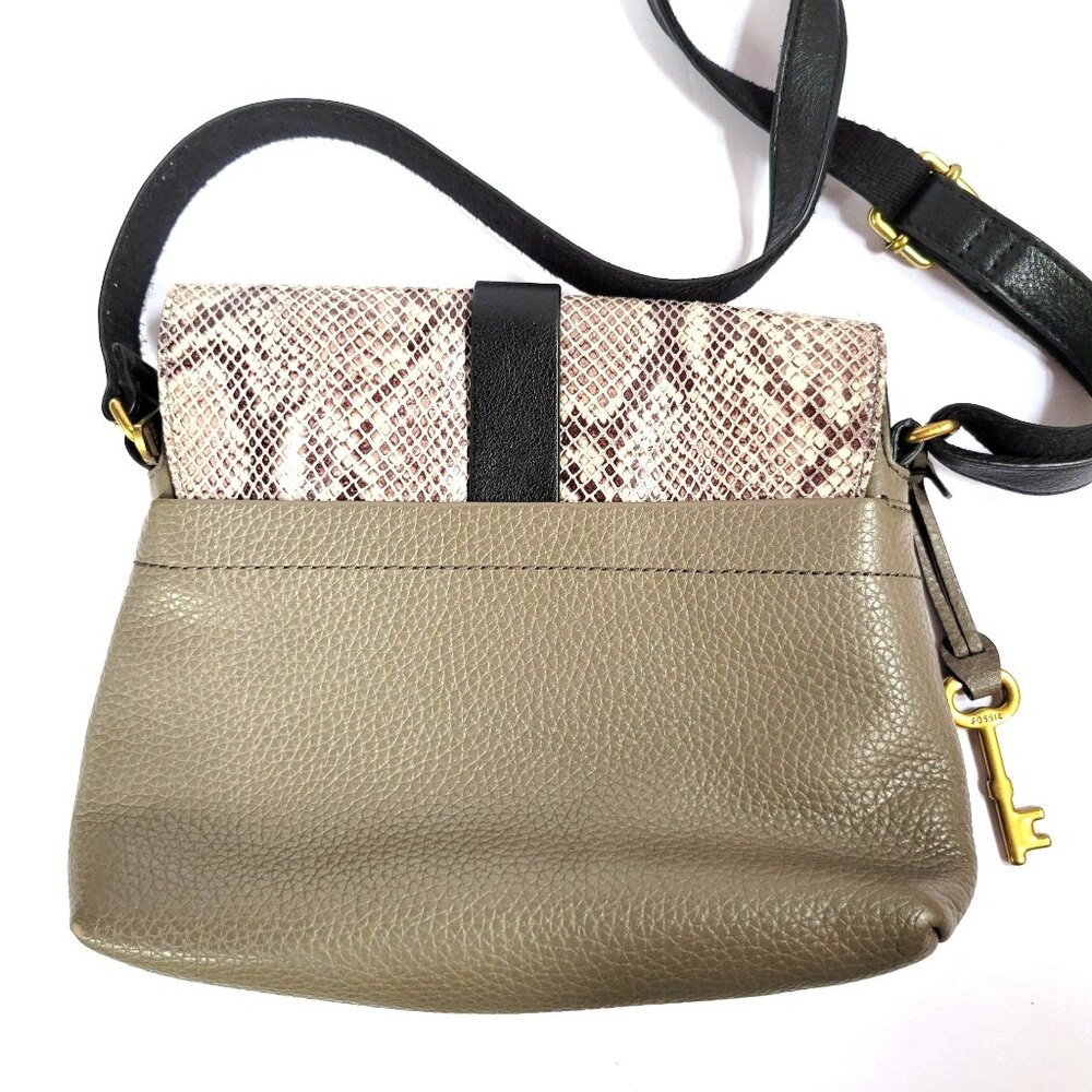 Fossil Crossbody Bag Leather Grey With Snakeskin Accents Purse ZB7804 VGC - Picture 4 of 12